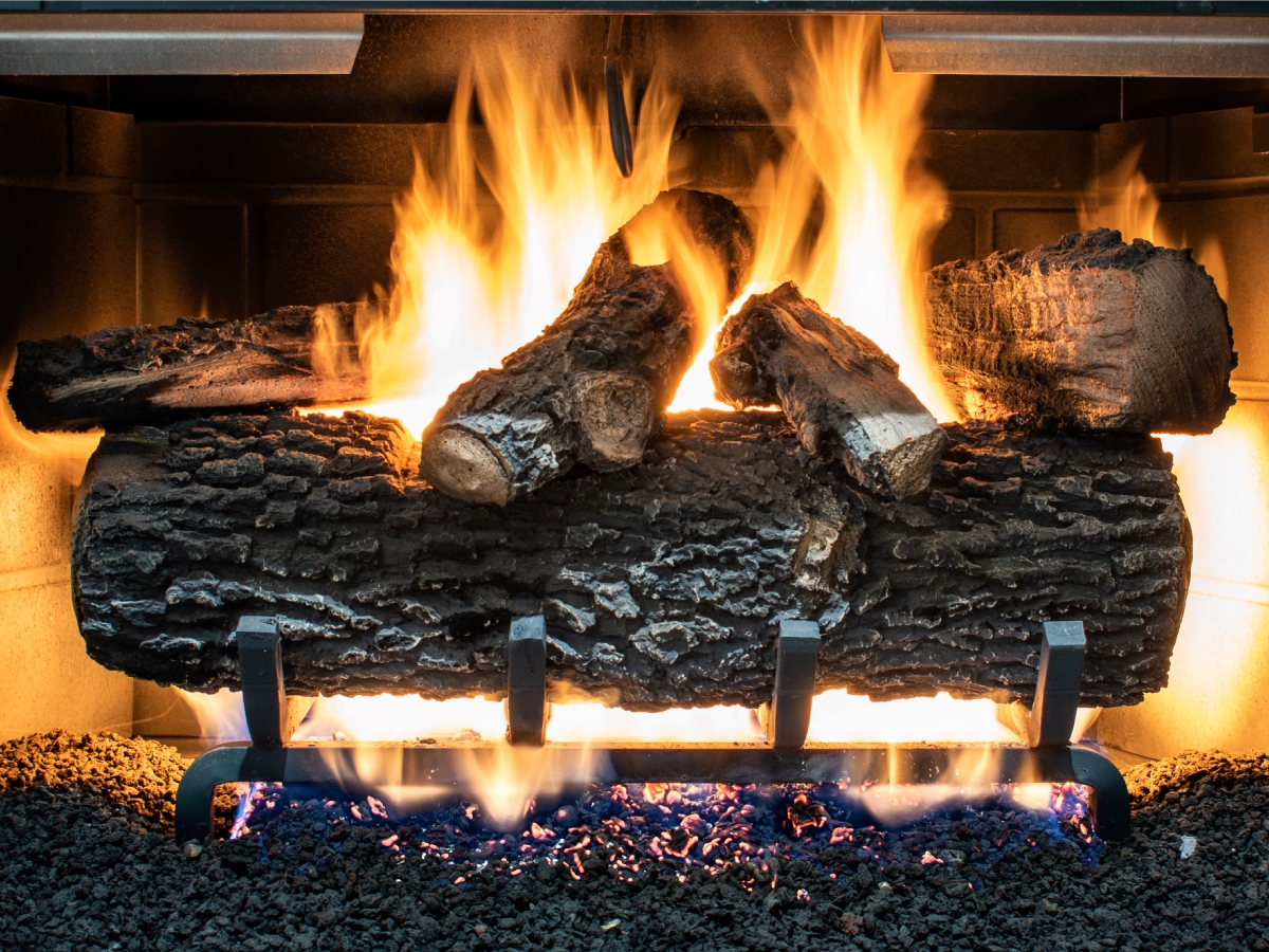 gas logs in fireplace