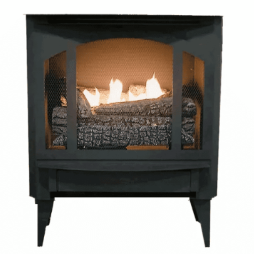 Buck Stove T-33 Series Vent Free Gas Stove with Legs, DX18 Gas Logs and Blower - LP - NV T33LP